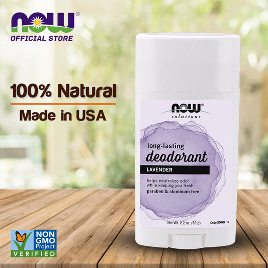 NOW Solutions, Deodorant Stick, Long Lasting, Refreshing Lavender Scent, Odor Eliminating for Underarms and Feet, Paraben / Propylene Glycol Free, No Artificial Colors or Fragrances, 2.2-Ounce (62 g) - Bloom Concept