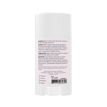 NOW Solutions, Long-Lasting Deodorant Stick, Rose and Ylang Ylang Scent, Odor Neutralizing and Keeps You Fresh, 2.2-Ounce (62 g) Personal Care NOW Foods USA