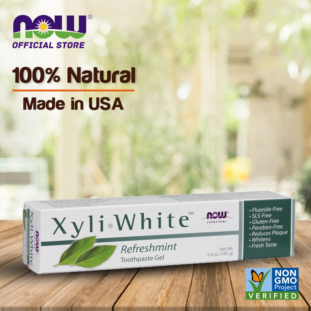 NOW Solutions, Xyliwhite Toothpaste Gel, Refreshmint, Cleanses and Whitens, Fresh Taste, 6.4-Ounce (181 g) - Bloom Concept
