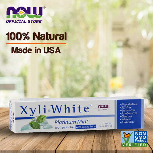 NOW Foods XyliWhite Platinum Mint Toothpaste Gel, 6.4 oz (181g) - Bloom Concept