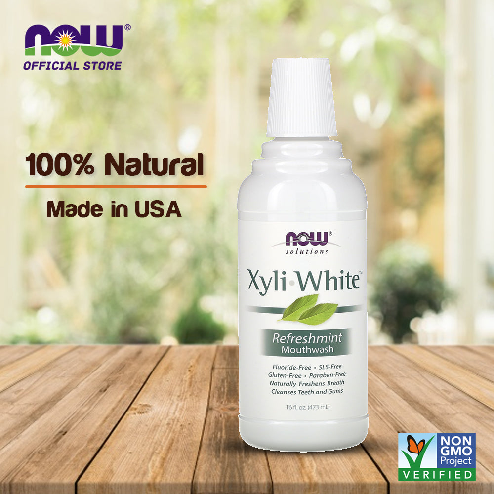 NOW Solutions, Xyliwhite Mouthwash, Refreshmint Flavor, Naturally Freshens Breath, Cleanses Teeth and Gums, 16-Ounce (473 ml) - Bloom Concept