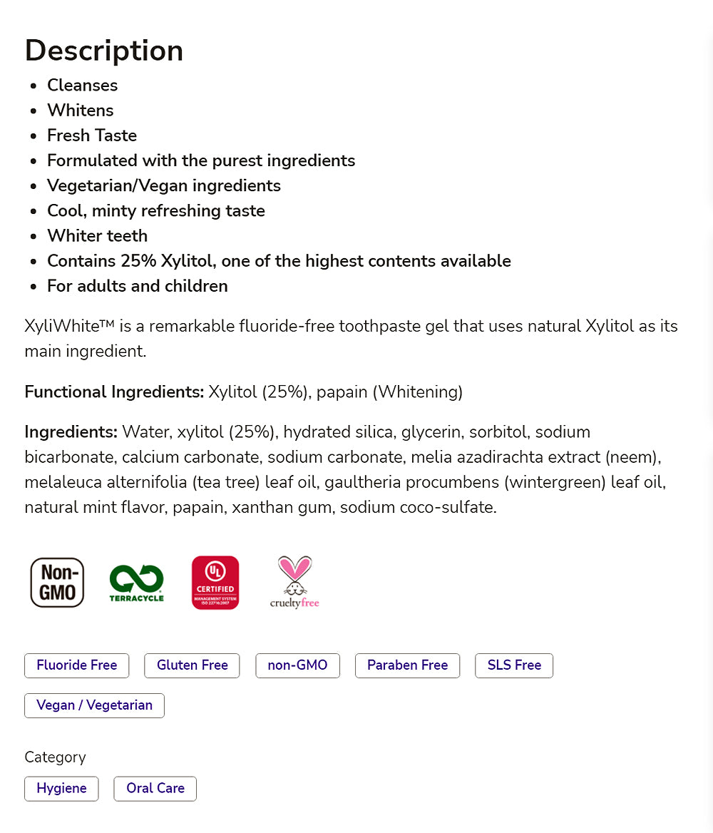 NOW Solutions, Xyliwhite Toothpaste Gel, Neem and Tea Tree, Cleanses and Whitens, Clean and Fresh Taste, 6.4-Ounce (181 g) - Bloom Concept
