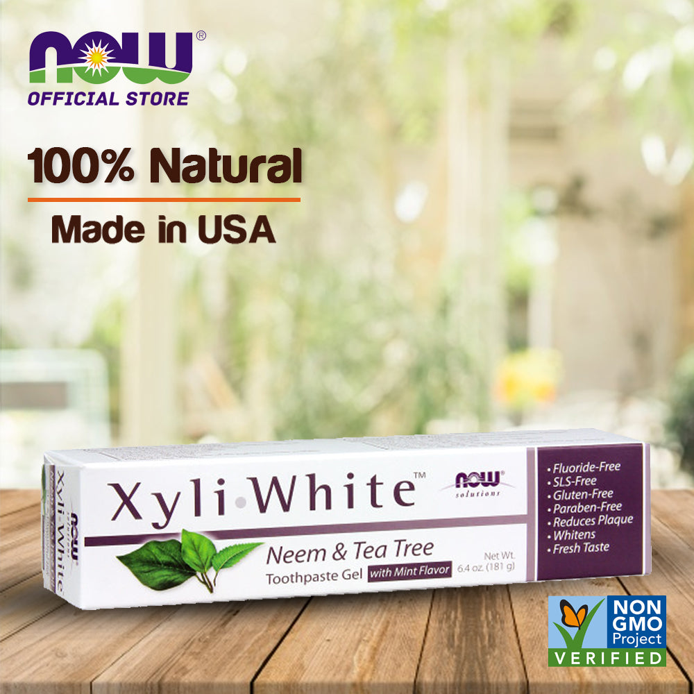 NOW Solutions, Xyliwhite Toothpaste Gel, Neem and Tea Tree, Cleanses and Whitens, Clean and Fresh Taste, 6.4-Ounce (181 g) - Bloom Concept