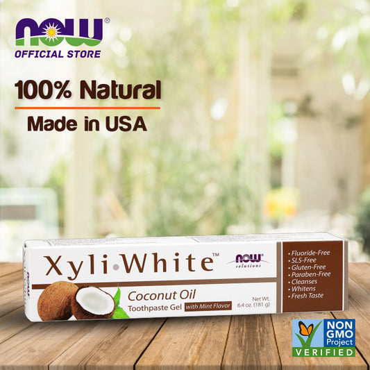 NOW Solutions, Xyliwhite Toothpaste Gel, Coconut Oil, Cleanses and Whitens, Cool Coconut-Mint Taste, 6.4-Ounce (181 g) - Bloom Concept