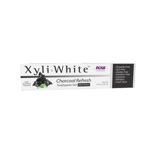 NOW Solutions, Xyliwhite Toothpaste Gel, Charcoal Refresh With Activated Charcoal, Cleanses and Whitens, Fresh Taste, 6.4-Ounce (181g) - Bloom Concept