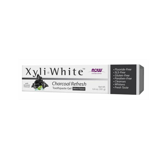 NOW Solutions, Xyliwhite Toothpaste Gel, Charcoal Refresh With Activated Charcoal, Cleanses and Whitens, Fresh Taste, 6.4-Ounce (181g) - Bloom Concept