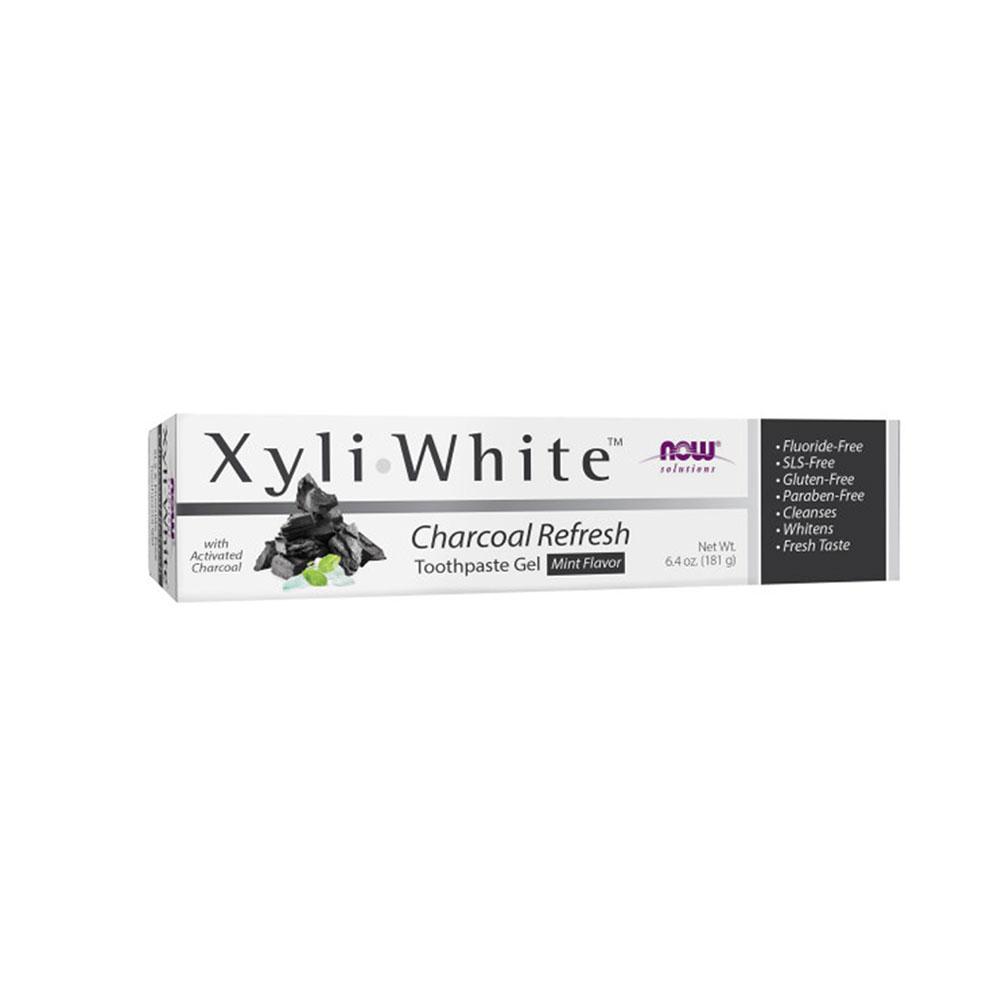 NOW Solutions, Xyliwhite Toothpaste Gel, Charcoal Refresh With Activated Charcoal, Cleanses and Whitens, Fresh Taste, 6.4-Ounce (181g) - Bloom Concept