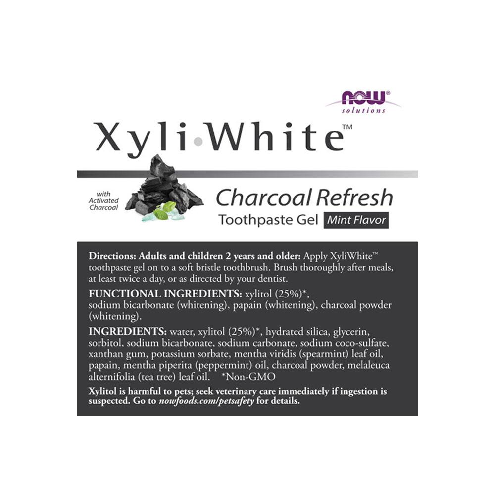 NOW Solutions, Xyliwhite Toothpaste Gel, Charcoal Refresh With Activated Charcoal, Cleanses and Whitens, Fresh Taste, 6.4-Ounce (181g) - Bloom Concept