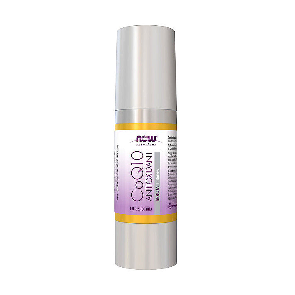 NOW Solutions, CoQ10 Antioxidant Serum, with Clinically Tested REVINAGE™ for Collagen Support, Visible Firming, 1-Ounce (30 ml) - Bloom Concept