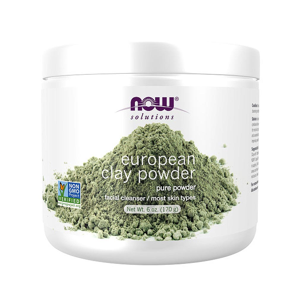 NOW Solutions, European Clay Powder, Pure Powder for a Detox Facial Cleansing Mask, 6-Ounce (170 g) - Bloom Concept