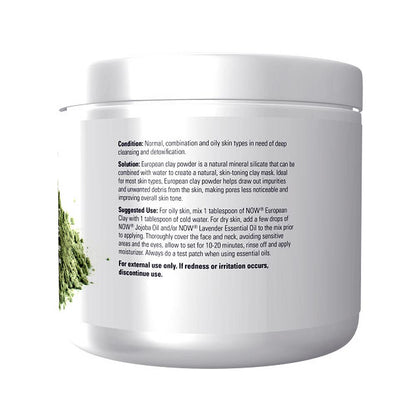 NOW Solutions, European Clay Powder, Pure Powder for a Detox Facial Cleansing Mask, 6-Ounce (170 g) Personal Care NOW Foods USA