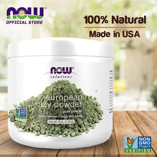 NOW Solutions, European Clay Powder, Pure Powder for a Detox Facial Cleansing Mask, 6-Ounce (170 g) - Bloom Concept