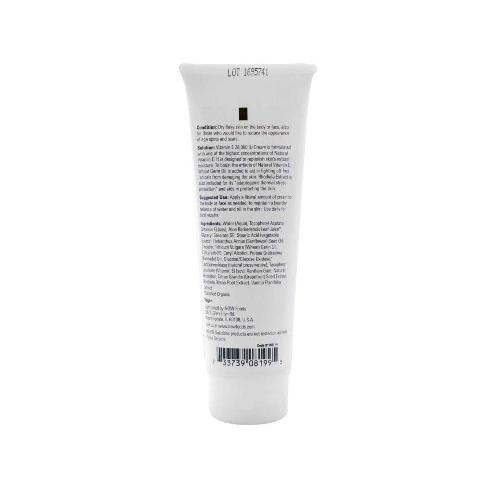 NOW Solutions, Vitamin E Cream 28,000 IU, Intense Moisture, Concentrated Vitamin E, 4-Ounce (118 ml) Personal Care NOW Foods USA