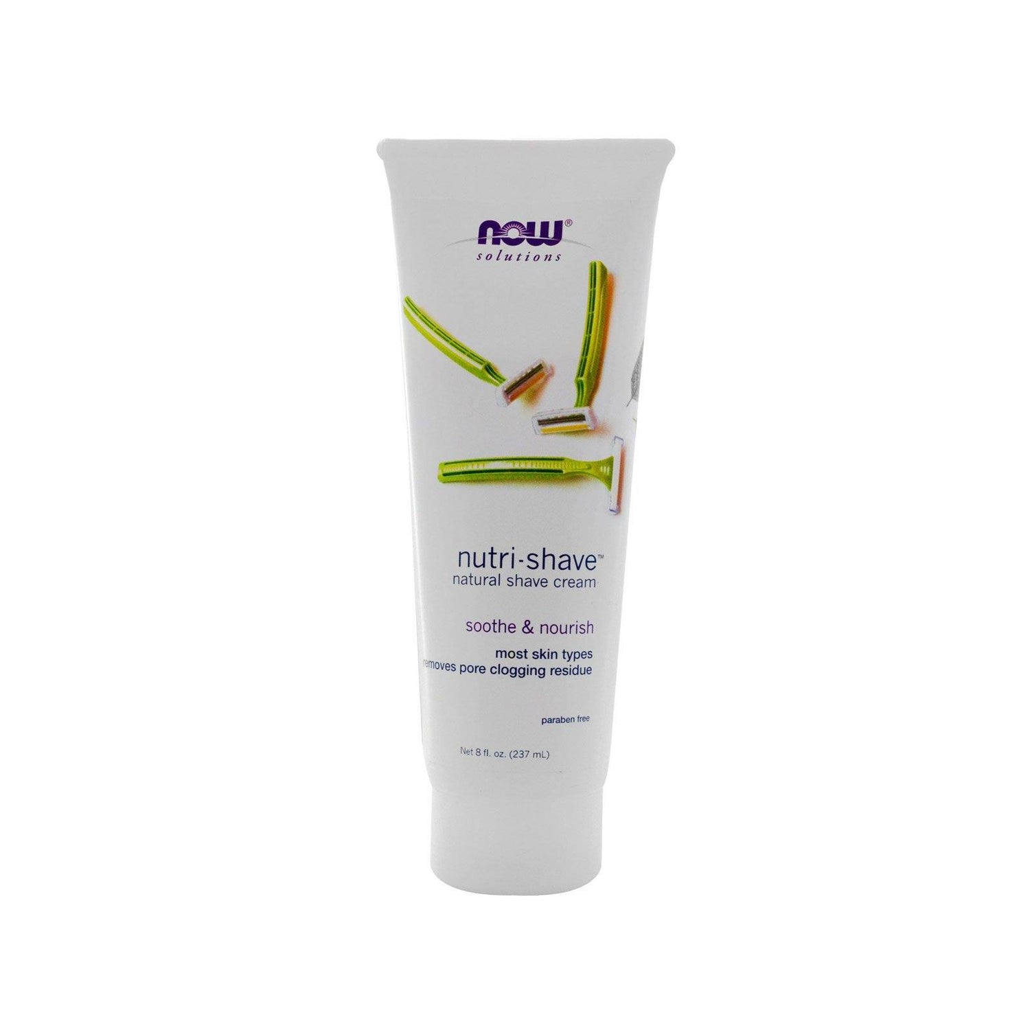 NOW Solutions, Nutri-Shave, Shave Cream, Removes Pore Clogging Residue, Reduces Irritation, 8-Ounce (237 ml) - Bloom Concept