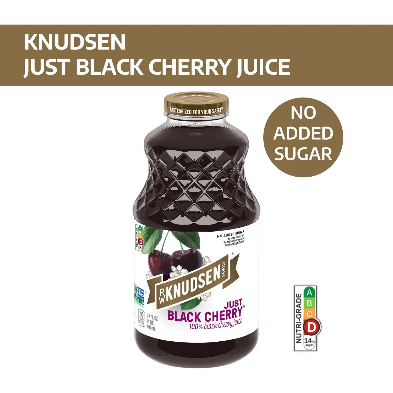 Knudsen Pure Black Cherry Fruit Juice 100% Unsweetened USA 32 OZ No added sugar (Bundle of 2) - Bloom Concept