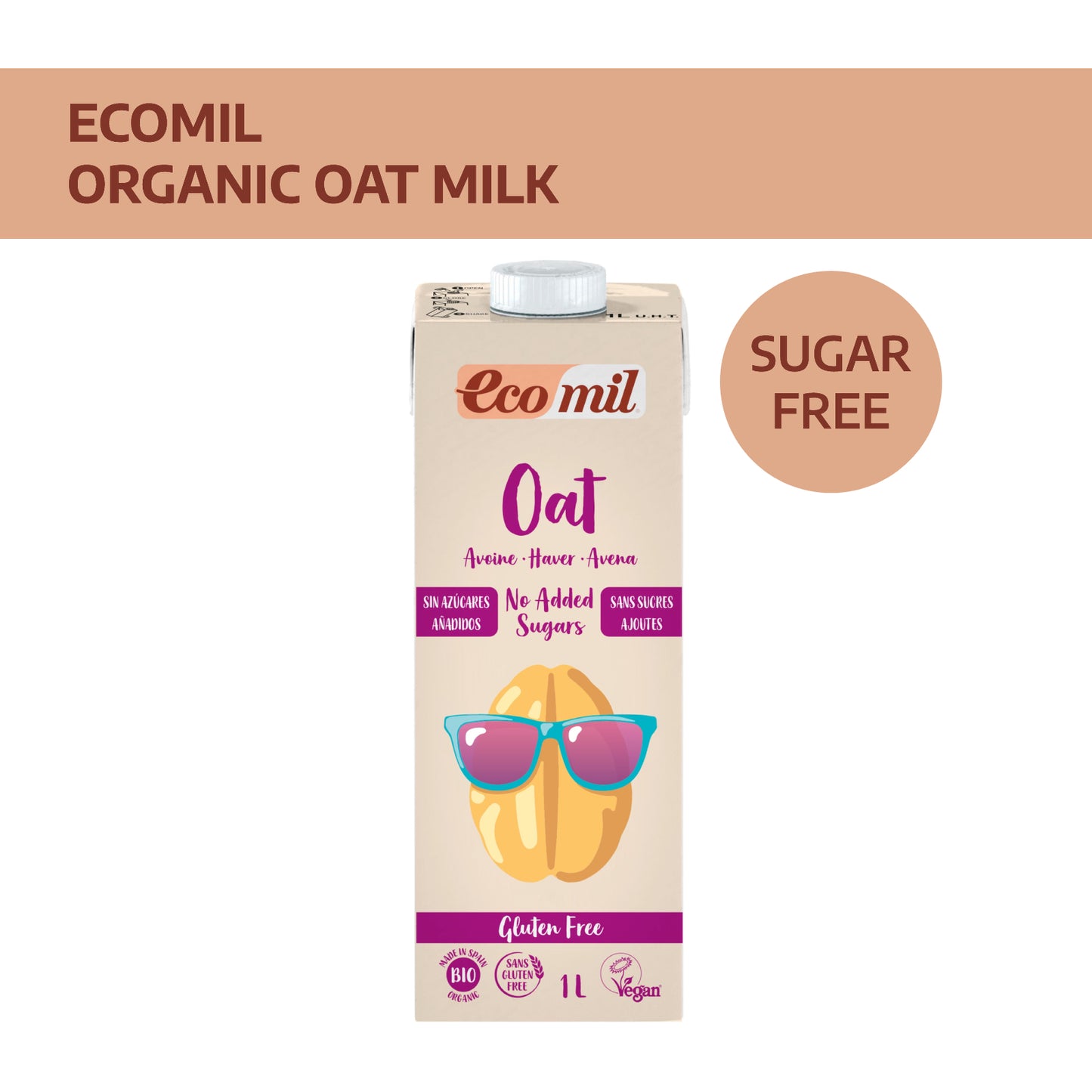 Ecomil Organic Oat Drink, No Added Sugar, Gluten Free (1L) - Bloom Concept
