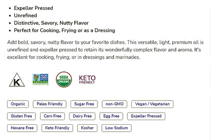 NOW Foods, Certified Organic Extra Virgin Sesame Seed Oil, 8.45-Ounce (250ml) Natural Foods NOW Foods USA