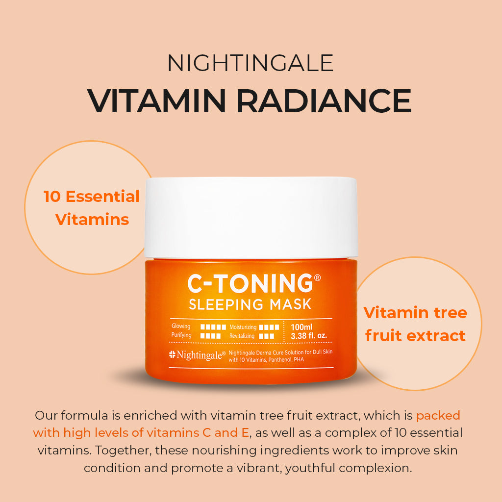 Nightingale C-Toning Sleeping Mask - 100ml, Hydrating & Brightening for Clear, Glowing Skin, Korean Skincare, Vitamin Radiance Enhancement, Moisturizing Barrier - Bloom Concept