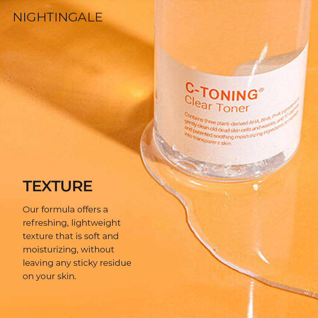 Nightingale C-Toning Clear Toner -AHA, BHA, PHA, Vitamin C, Exfoliating Toner, Korean Skincare 200ml - Bloom Concept
