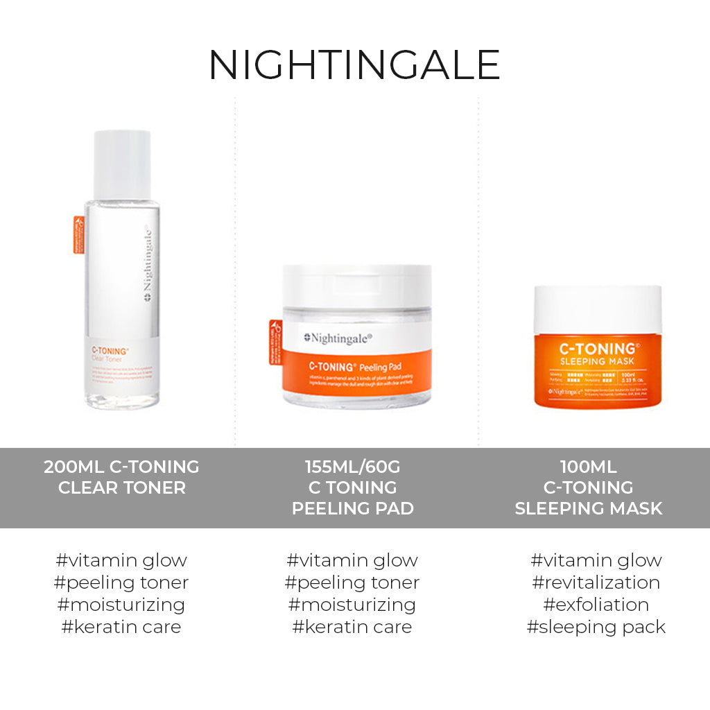 Nightingale C-Toning Clear Toner -AHA, BHA, PHA, Vitamin C, Exfoliating Toner, Korean Skincare 200ml - Bloom Concept