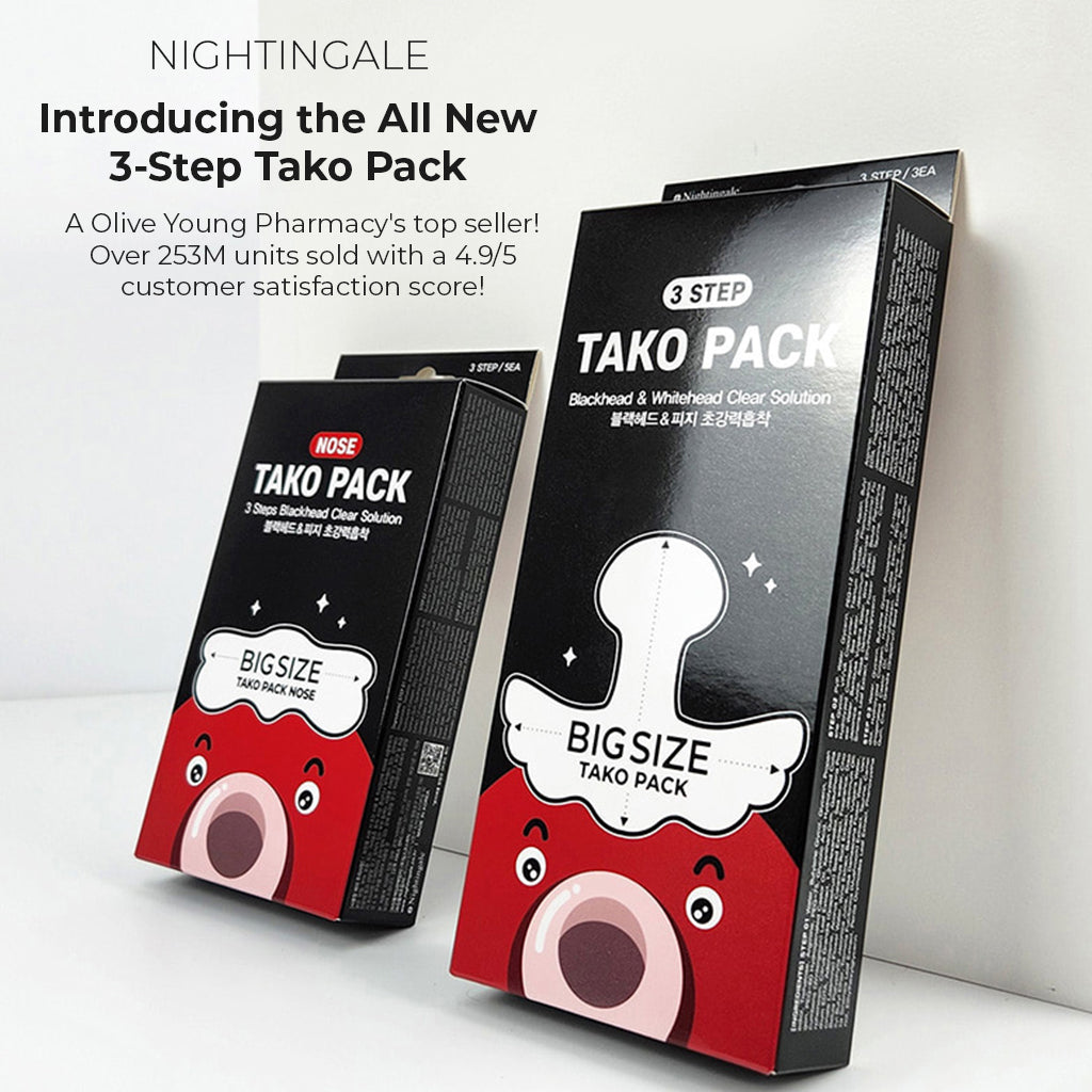 NIGHTINGALE Tako Pack - 3-Step Blackhead & Whiteheads Clear Solution for Nose and Forehead (3 Sets of 3) - Bloom Concept