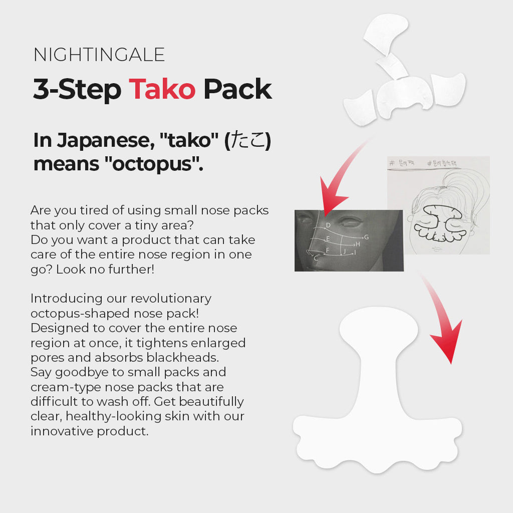NIGHTINGALE Tako Pack - 3-Step Blackhead & Whiteheads Clear Solution for Nose and Forehead (3 Sets of 3) - Bloom Concept