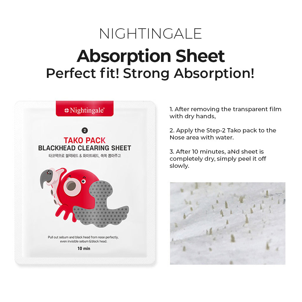 NIGHTINGALE Tako Pack - 3-Step Blackhead & Whiteheads Clear Solution for Nose and Forehead (3 Sets of 3) - Bloom Concept