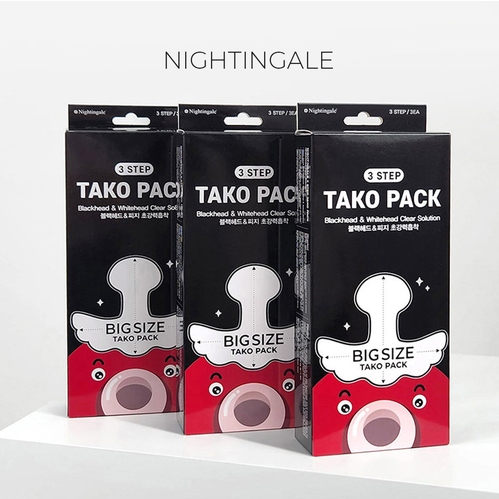 NIGHTINGALE Tako Pack - 3-Step Blackhead & Whiteheads Clear Solution for Nose and Forehead (3 Sets of 3) - Bloom Concept