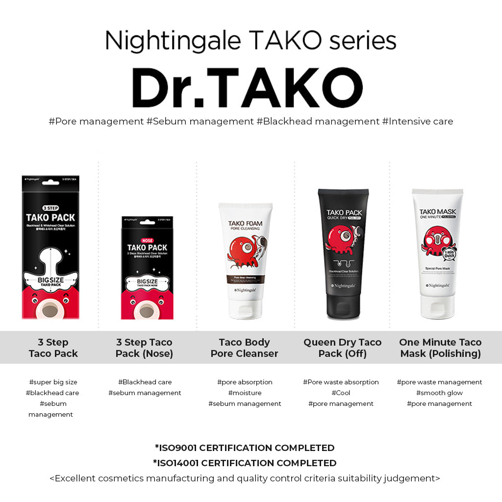 NIGHTINGALE Tako Pack - 3-Step Blackhead & Whiteheads Clear Solution for Nose and Forehead (3 Sets of 3) - Bloom Concept