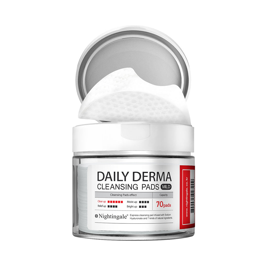 Gentle Daily Derma Cleansing Pads by Nightingale - Mild, Easy Makeup Remover for Sensitive Skin - Korean Skincare Cosmetics (70 pads/10 pads)l) - Bloom Concept