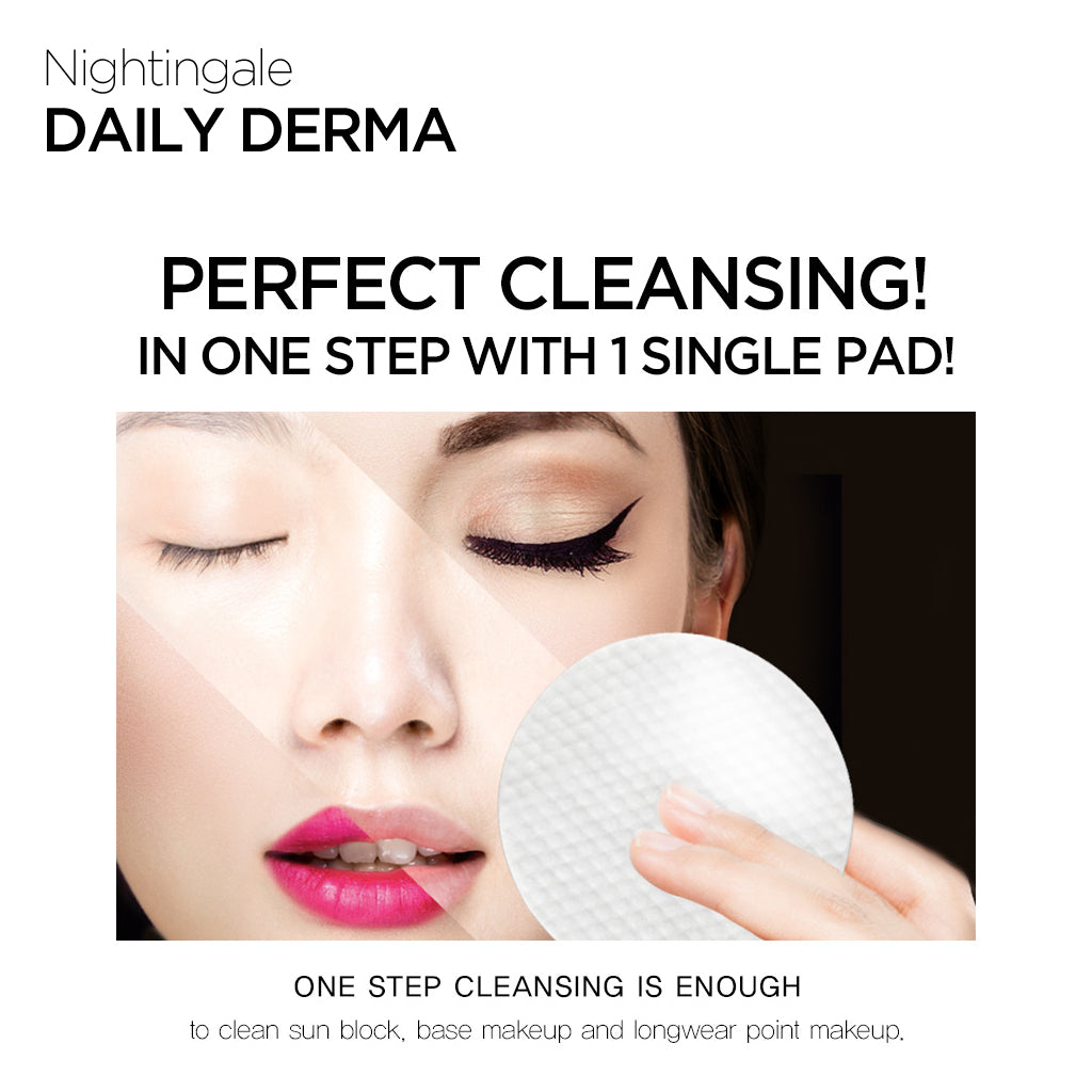 Gentle Daily Derma Cleansing Pads by Nightingale - Mild, Easy Makeup Remover for Sensitive Skin - Korean Skincare Cosmetics (70 pads/10 pads)l) - Bloom Concept