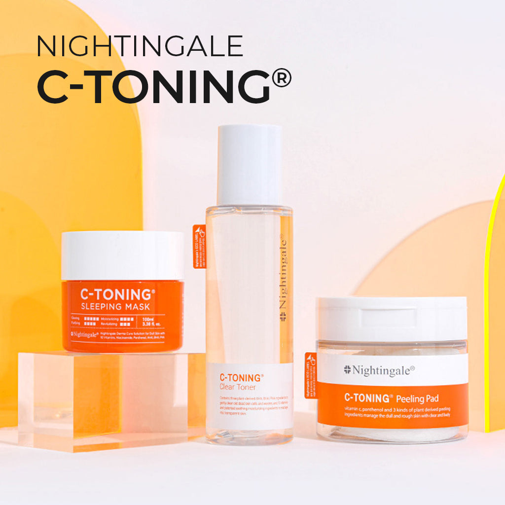 Nightingale C Toning Peeling Pad - Korean Skincare Exfoliating Cotton Rounds for Face with Vitamin C, AHA, BHA, PHA, Witch Hazel, Hyaluronic Acid - Brighten, Smooth, and Exfoliate Your Skin! 60 Count/155m - Bloom Concept
