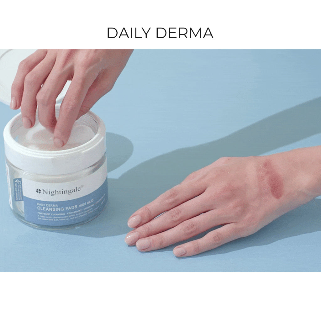 Gentle Daily Derma Cleansing Pads by Nightingale - Mild Acid pH 5.5 - Gentle Facial Cleanser for Sensitive Skin, Exfoliating, Sebum Control, Hydration, Korean Skincare (70 pads/10pads)) - Bloom Concept