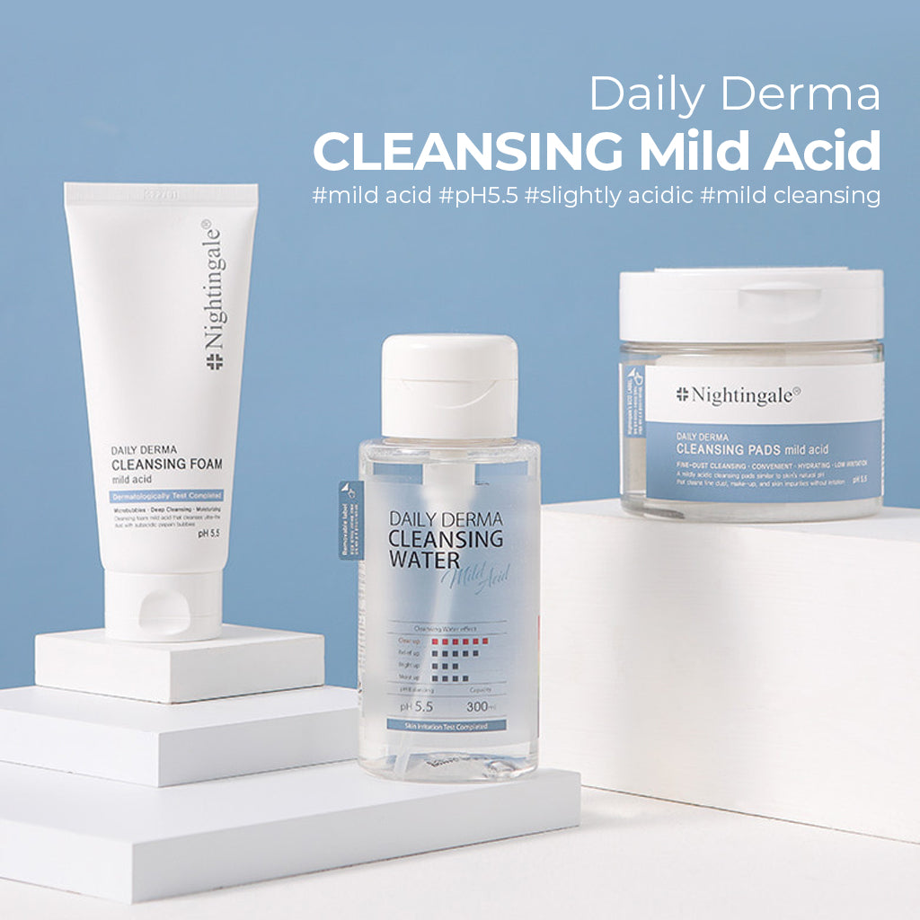 Gentle Daily Derma Cleansing Pads by Nightingale - Mild Acid pH 5.5 - Gentle Facial Cleanser for Sensitive Skin, Exfoliating, Sebum Control, Hydration, Korean Skincare (70 pads/10pads)) - Bloom Concept