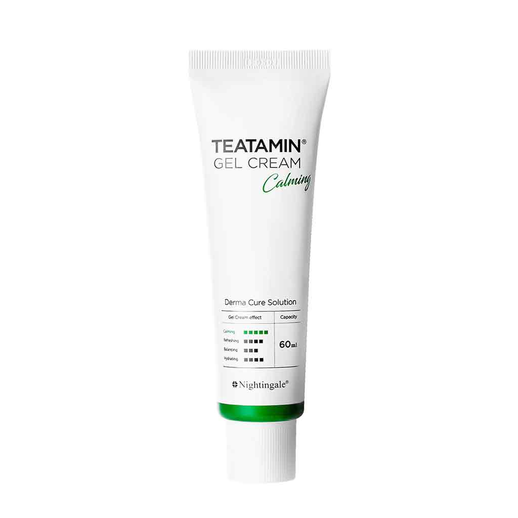 Nightingale Teatamin Calming Gel Cream (Tea Tree + Vitamin) for Sensitive Skin - Non-Comedogenic Soothing Moisturizer for Daily Face Use - 60ml/2.02 fl. oz - Korean Skincare Cosmetics - Bloom Concept