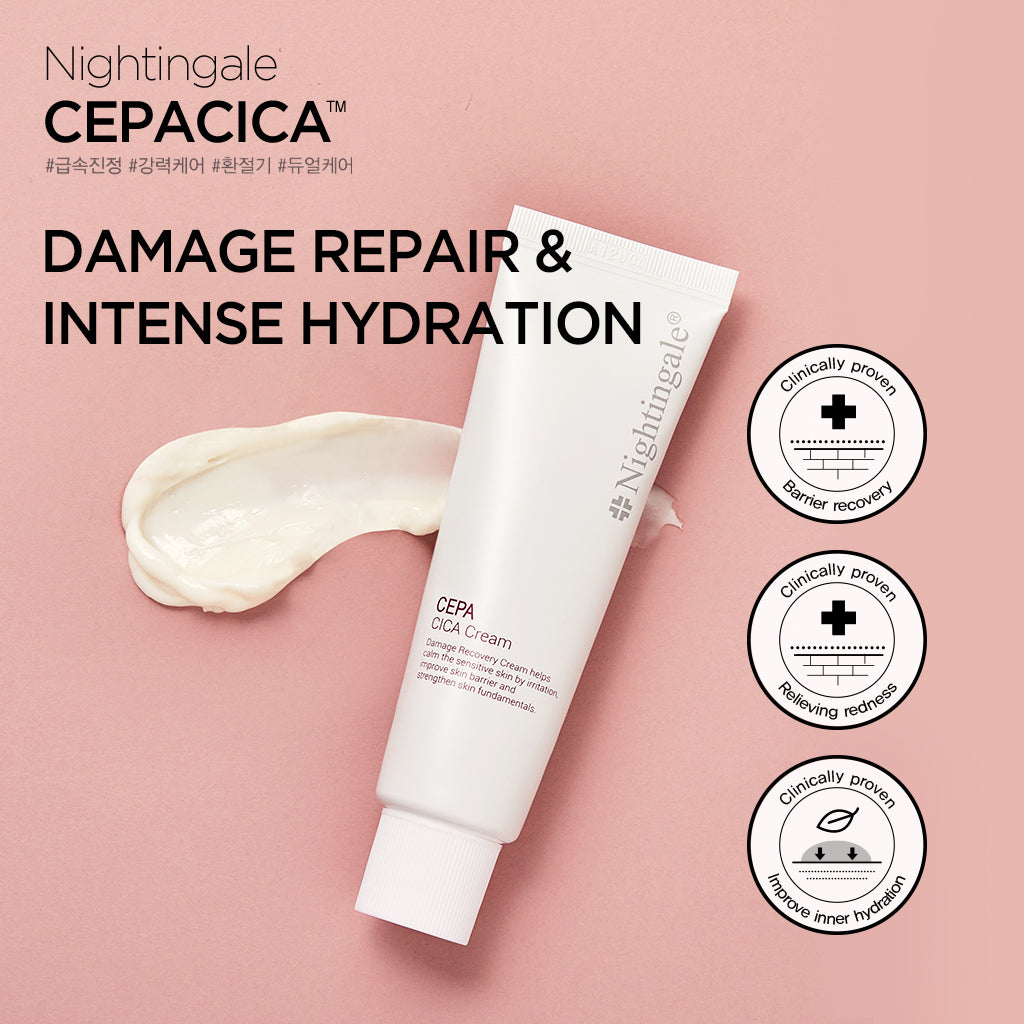 Nightingale Damage Recovery Cepa Cica Cream | Korean Skincare Cosmetics | Facial Skin Repair & Moisturizing | For Sensitive Skin | All-in-One Cream | 50ml / 1.69 fl. oz - Bloom Concept