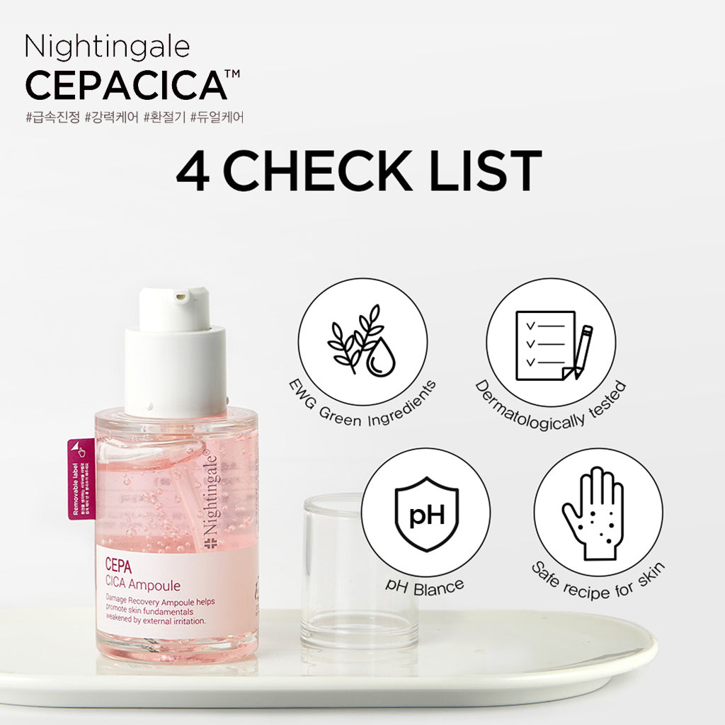 Nightingale Damage Recovery Cepa Cica Ampoule for Face - Skin Repair & Moisturizing Anti-Aging Serum - Daily Use for Sensitive Skin - Korean Skincare Cosmetics - 30ml/1 fl. oz - Bloom Concept