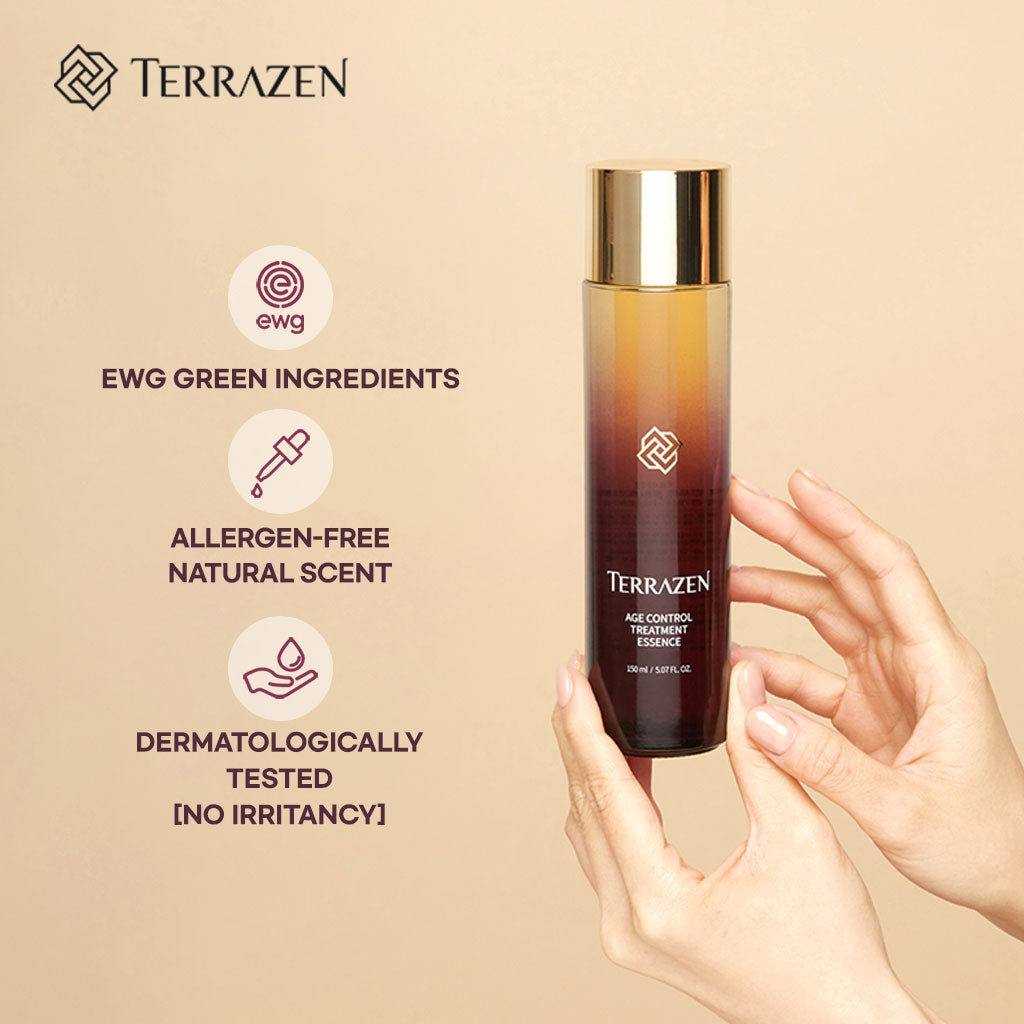 TERRAZEN Age Control Treatment Essence: A Multi-purpose Formula for Bouncy, Luminous Skin (30ml/150ml) Anti-aging, Firming, Brightening, Elasticity, and Luminous Skin in One Bottle - Bloom Concept