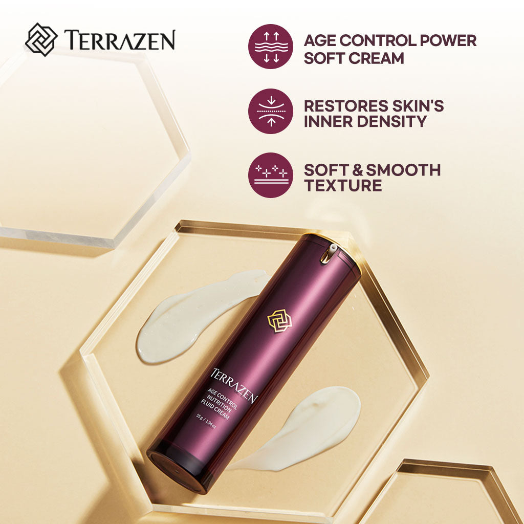 TERRAZEN Age Control Nutrition Fluid Cream: Soft, Restorative Cream that Boosts Inner Density and Creates a Smooth, Radiant Complexion 15ml/55g - Bloom Concept