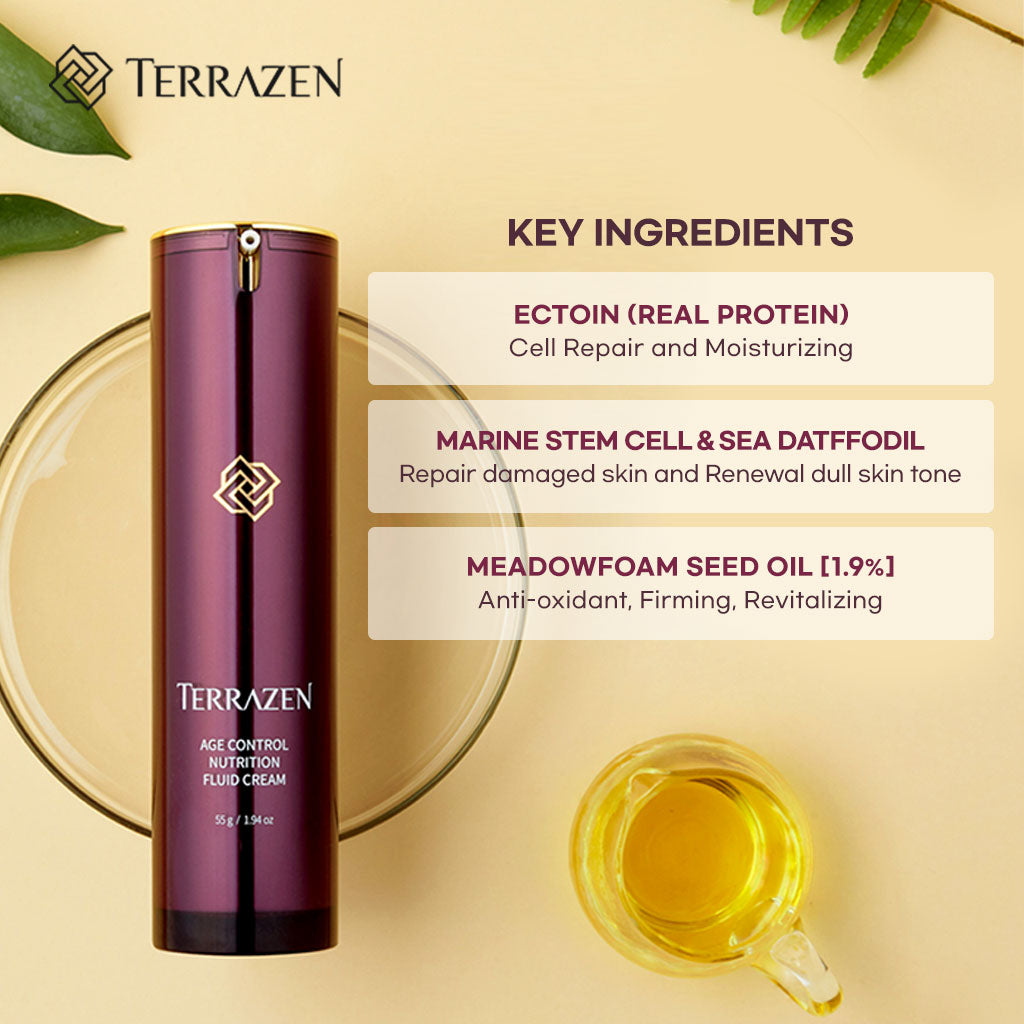 TERRAZEN Age Control Nutrition Fluid Cream: Soft, Restorative Cream that Boosts Inner Density and Creates a Smooth, Radiant Complexion 15ml/55g - Bloom Concept