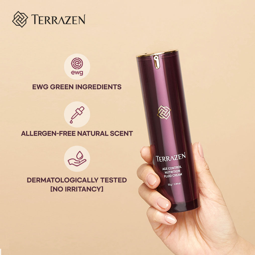 TERRAZEN Age Control Nutrition Fluid Cream: Soft, Restorative Cream that Boosts Inner Density and Creates a Smooth, Radiant Complexion 15ml/55g - Bloom Concept