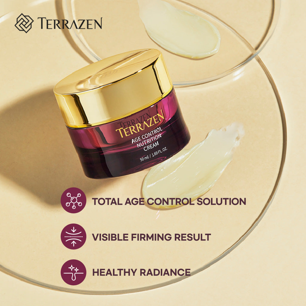 TERRAZEN Age Control Nutrition Cream: Wrinkle-Reducing Formula with Hyaluronic Acid, Plant Stem Cell, Real Protein, and Plant Squalane 15ml/50ml - Bloom Concept