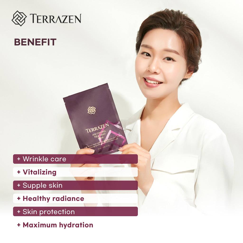 TERRAZEN Age Control Treatment Sheet Mask - 10 Pack, Anti-Aging, Firming, Lifting, Deep Moisturizing - Bloom Concept
