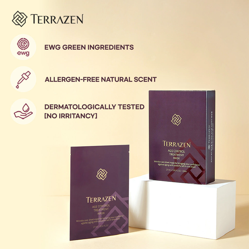 TERRAZEN Age Control Treatment Sheet Mask - 10 Pack, Anti-Aging, Firming, Lifting, Deep Moisturizing - Bloom Concept