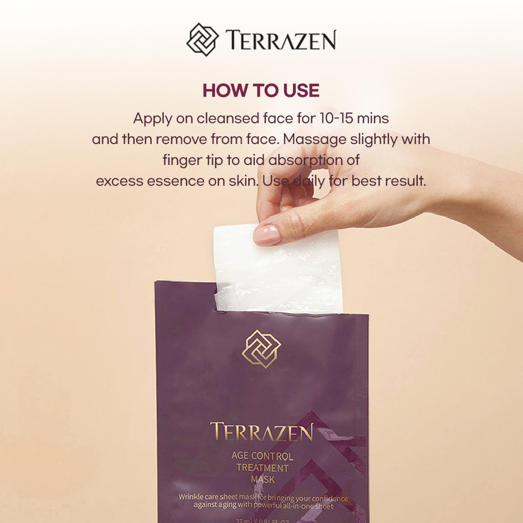 TERRAZEN Age Control Treatment Sheet Mask - 10 Pack, Anti-Aging, Firming, Lifting, Deep Moisturizing - Bloom Concept