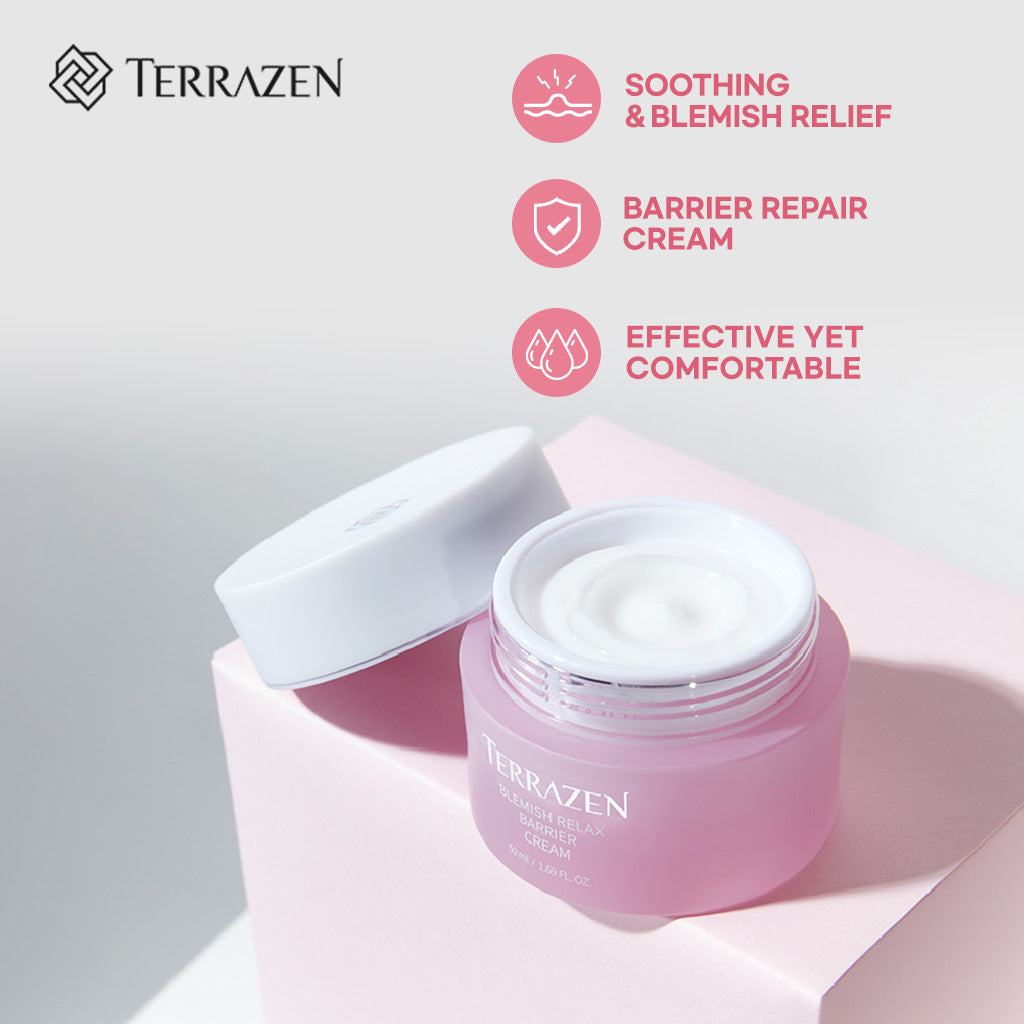 TERRAZEN Blemish Relax Barrier Cream: Clear Blemishes & Repair Sensitive Skin - Lightweight & Effective (1.69 fl.oz./50ml) - Bloom Concept