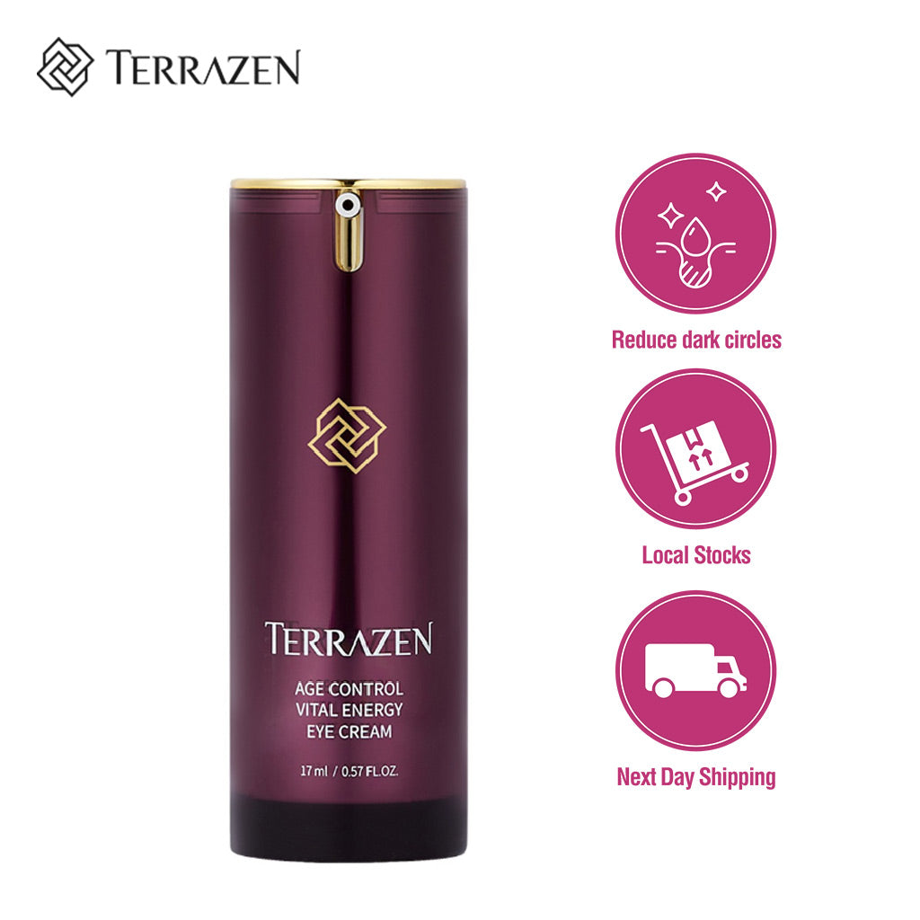 TERRAZEN Age Control Vital Energy Eye Cream: Plant Stem Cell, Real Protein, Hyaluronic Acid & Vitamin Infused Formula (17ml) - Bloom Concept