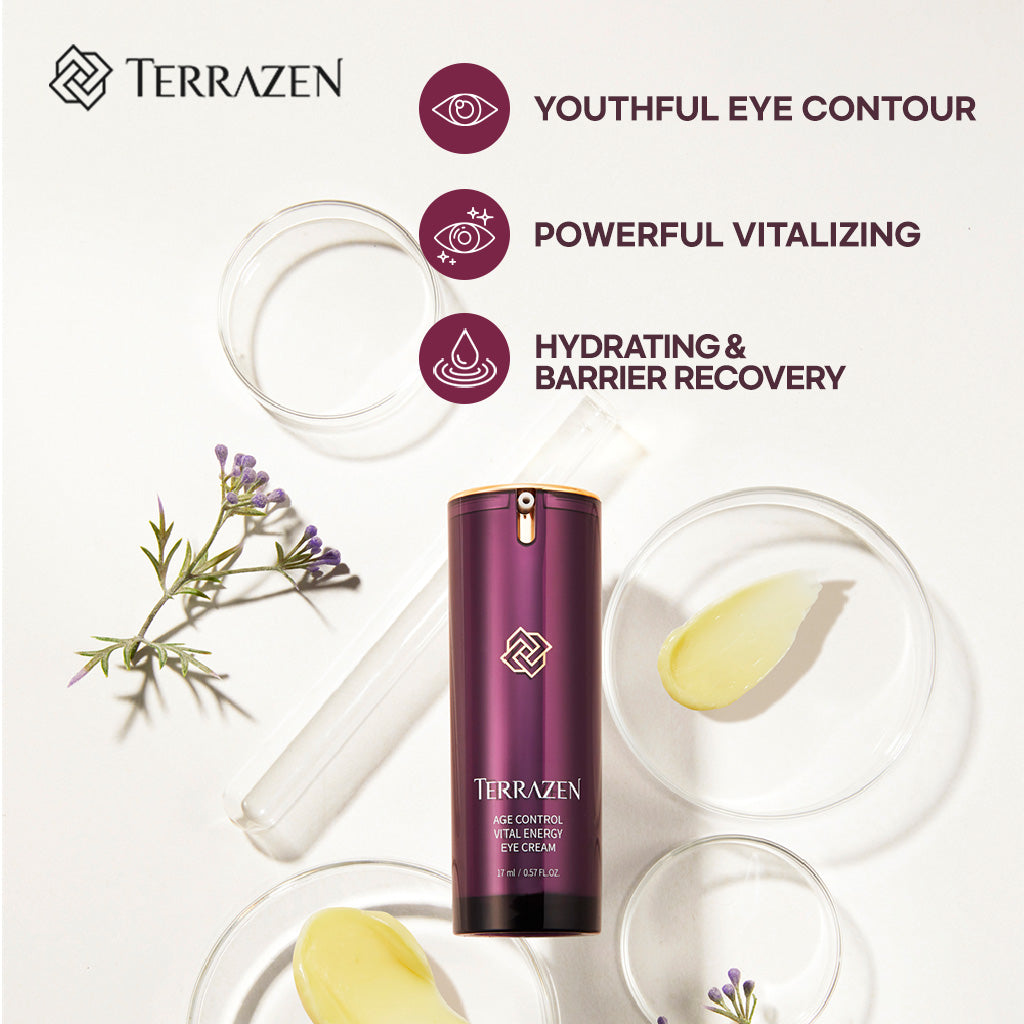 TERRAZEN Age Control Vital Energy Eye Cream: Plant Stem Cell, Real Protein, Hyaluronic Acid & Vitamin Infused Formula (17ml) - Bloom Concept