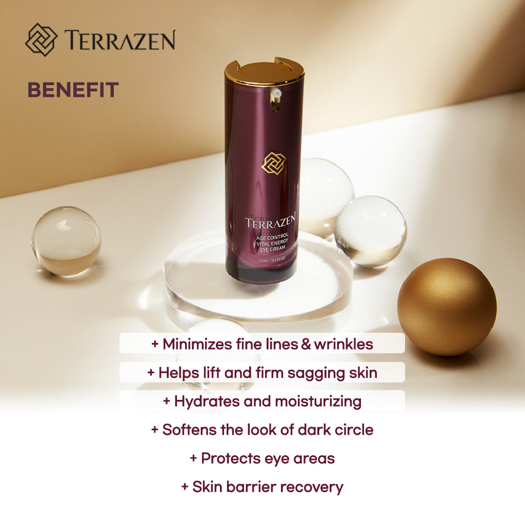 TERRAZEN Age Control Vital Energy Eye Cream: Plant Stem Cell, Real Protein, Hyaluronic Acid & Vitamin Infused Formula (17ml) - Bloom Concept