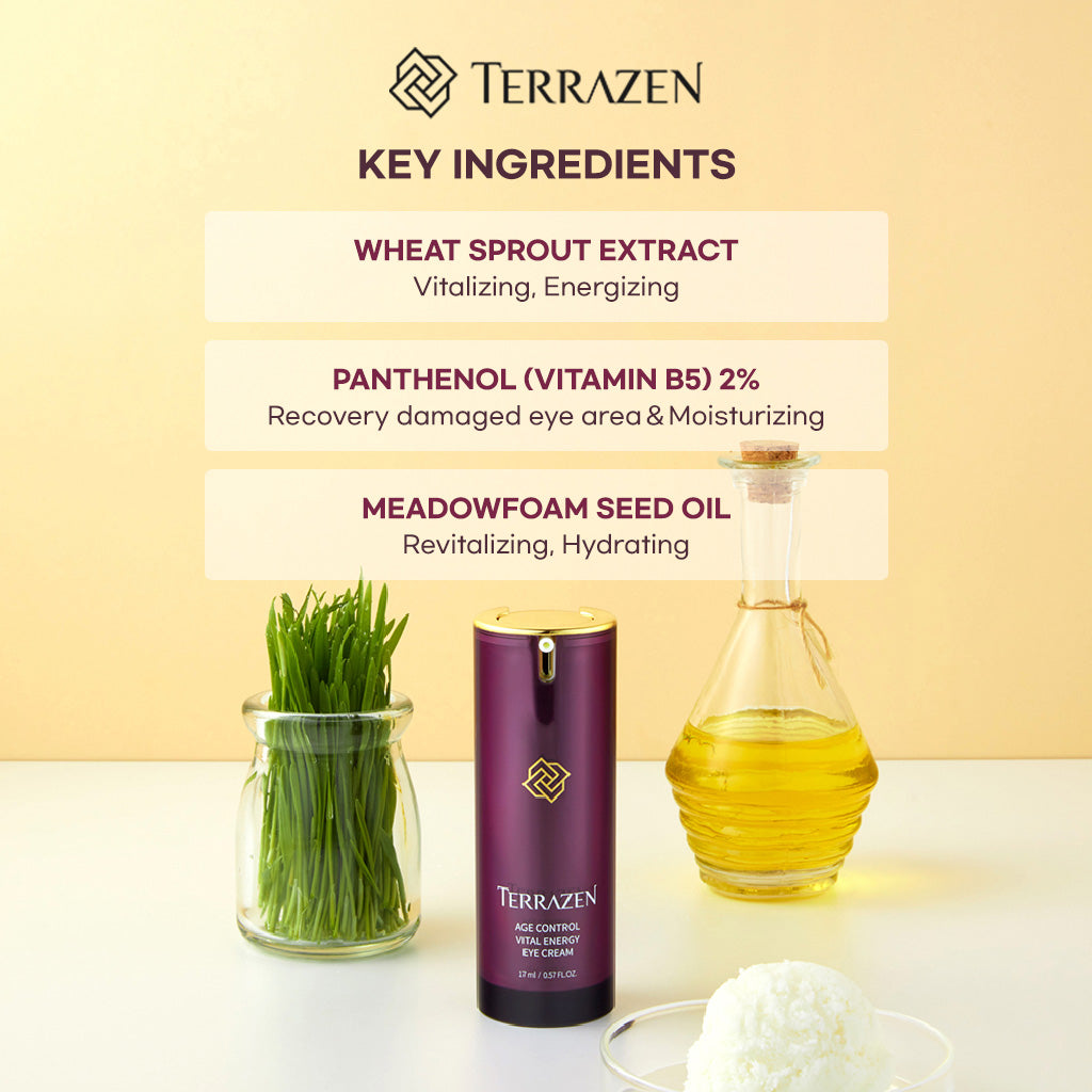 TERRAZEN Age Control Vital Energy Eye Cream: Plant Stem Cell, Real Protein, Hyaluronic Acid & Vitamin Infused Formula (17ml) - Bloom Concept